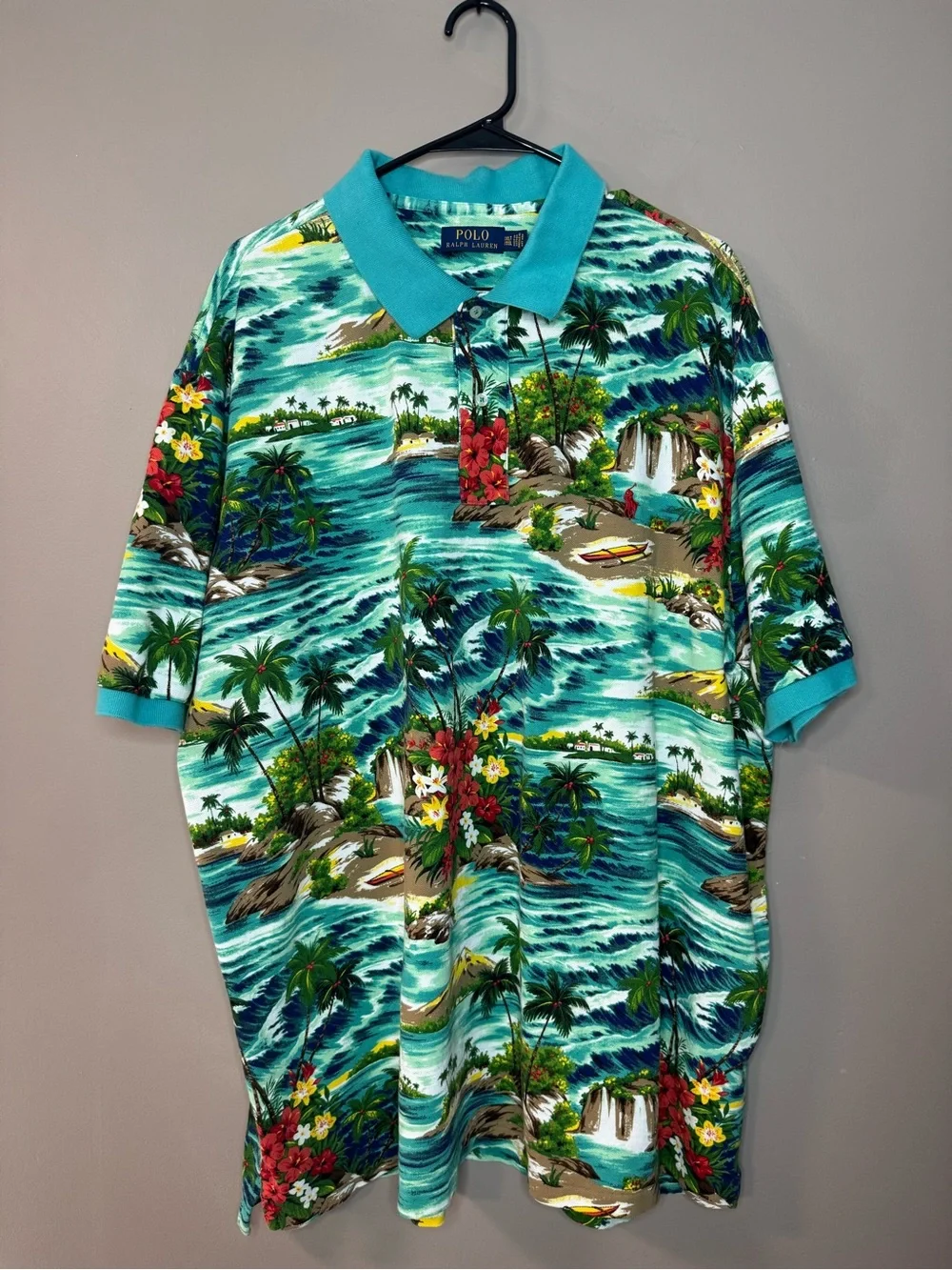 Polo by Ralph Lauren Turquoise Tropical Print Polo